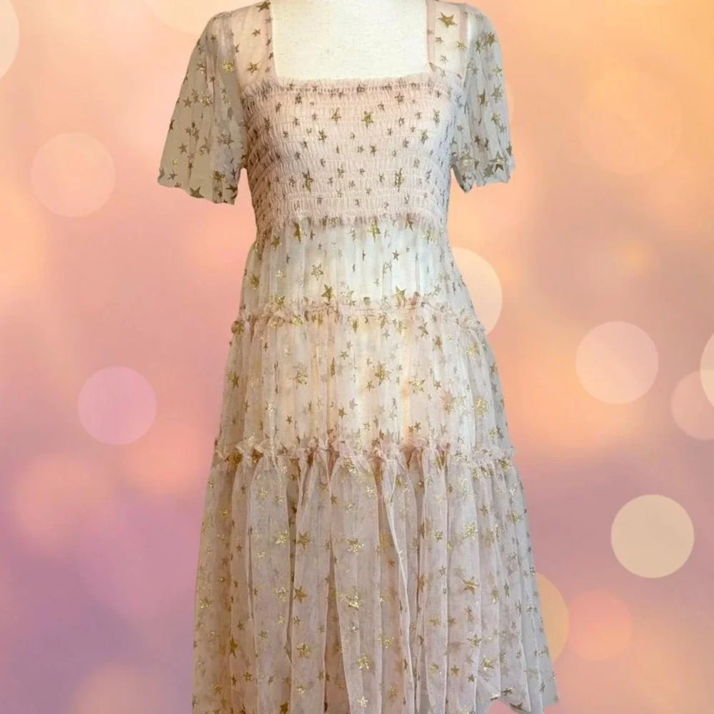 Free People Starbright Sheer Tulle Dress. Size small